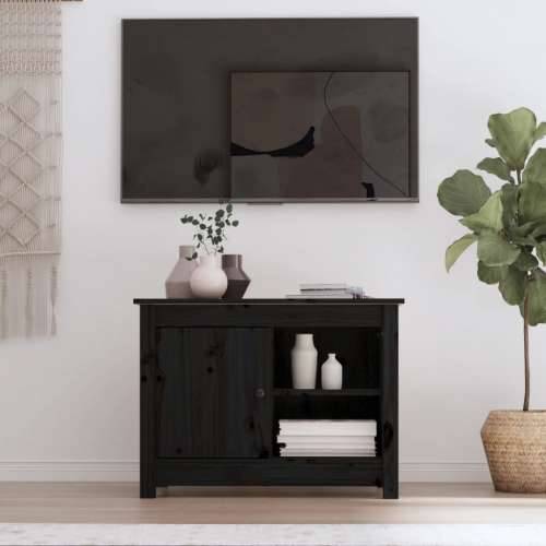TV ormarić crni 70x36,5x52 cm od masivne borovine - Crna 1 Cijena