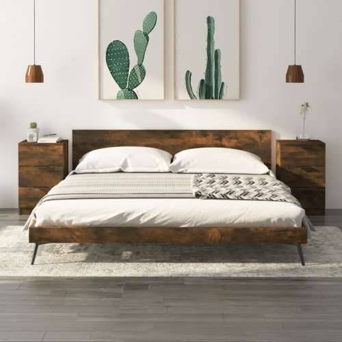 Noćni ormarići 2 kom boja dimljenog hrasta 40x36x65 cm - Dimljeni hrast 2 Cijena