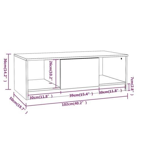 Stolić za kavu boja hrasta 102x50x36 cm konstruirano drvo - Sivi hrast sonoma 1 Cijena