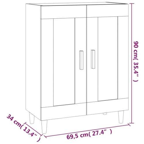 Komoda boja dimljenog hrasta 69,5x34x90 cm konstruirano drvo - Dimljeni hrast 1 Cijena