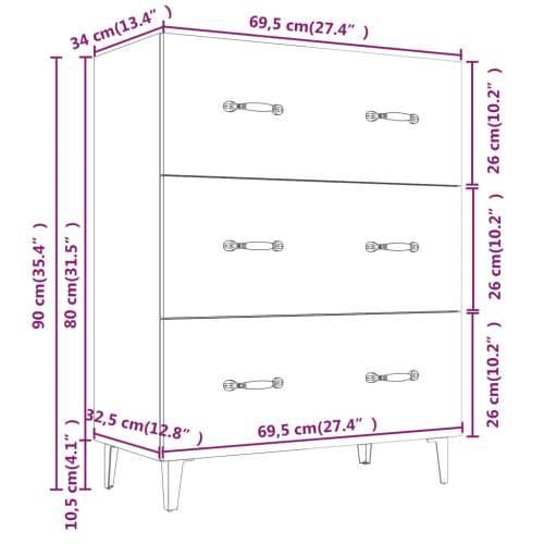 Komoda boja smeđeg hrasta 69,5x34x90 cm od konstruiranog drva - Smeđi hrast 1 Cijena