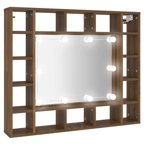Ormarić s ogledalom LED boja smeđeg hrasta 91x15x76,5 cm - Smeđi hrast 1 Cijena