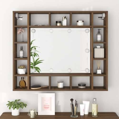 Ormarić s ogledalom LED boja smeđeg hrasta 91x15x76,5 cm - Smeđi hrast 1 Cijena