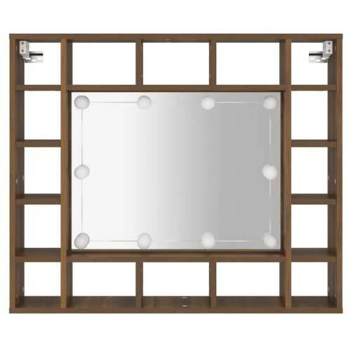 Ormarić s ogledalom LED boja smeđeg hrasta 91x15x76,5 cm - Smeđi hrast 1 Cijena