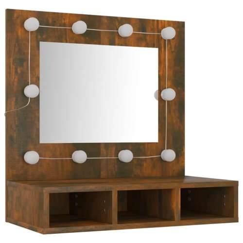 Ormarić s ogledalom LED boja dimljenog hrasta 60x31,5x62 cm - Dimljeni hrast 1 Cijena