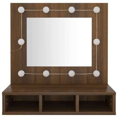 Ormarić s ogledalom LED boja smeđeg hrasta 60 x 31,5 x 62 cm - Smeđi hrast 1 Cijena