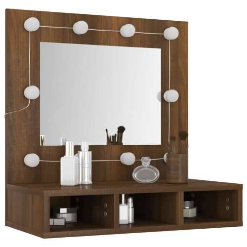 Ormarić s ogledalom LED boja smeđeg hrasta 60 x 31,5 x 62 cm - Smeđi hrast 1 Cijena