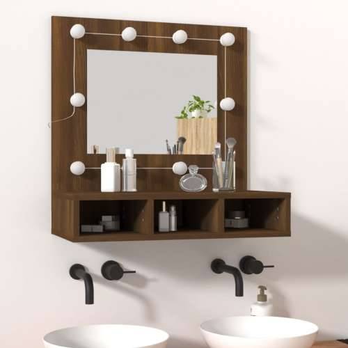 Ormarić s ogledalom LED boja smeđeg hrasta 60 x 31,5 x 62 cm - Smeđi hrast 1 Cijena