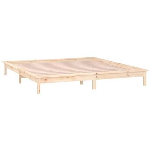 LED Okvir za krevet 140 x 200 cm od masivnog drva - Prirodna 140 x 200 cm Cijena