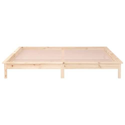 LED Okvir za krevet 140 x 200 cm od masivnog drva - Prirodna 140 x 200 cm Cijena