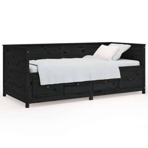 Dnevni ležaj crni 90 x 190 cm od masivne borovine - Crna 90 x 190 cm Cijena