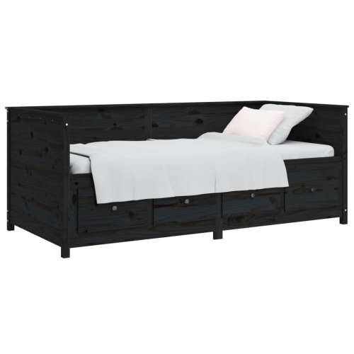 Dnevni ležaj crni 90 x 190 cm od masivne borovine - Crna 90 x 190 cm Cijena