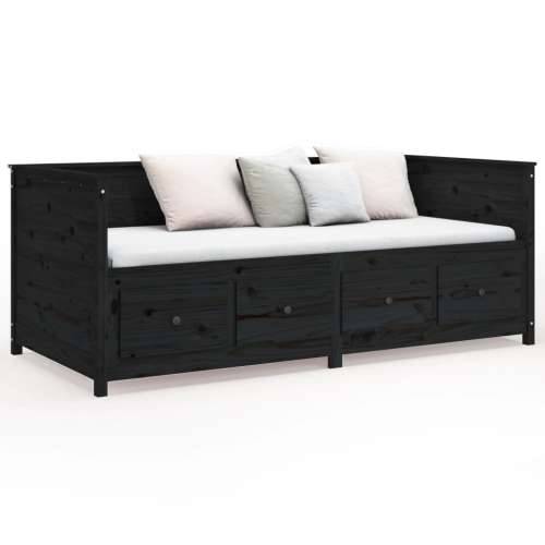 Dnevni ležaj crni 90 x 190 cm od masivne borovine - Crna 90 x 190 cm Cijena