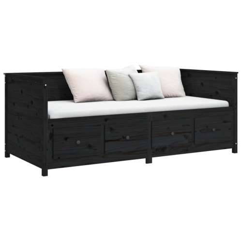 Dnevni ležaj crni 90 x 190 cm od masivne borovine - Crna 90 x 190 cm Cijena