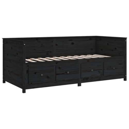 Dnevni ležaj crni 90 x 190 cm od masivne borovine - Crna 90 x 190 cm Cijena