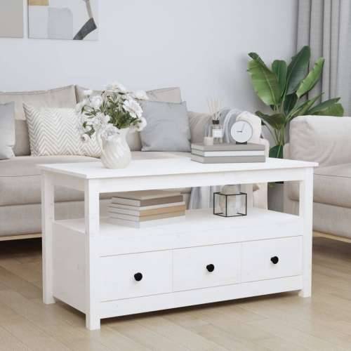 Stolić za kavu bijeli 102 x 49 x 55 cm od masivne borovine - Bijela 1 Cijena