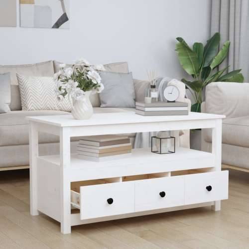 Stolić za kavu bijeli 102 x 49 x 55 cm od masivne borovine - Bijela 1 Cijena
