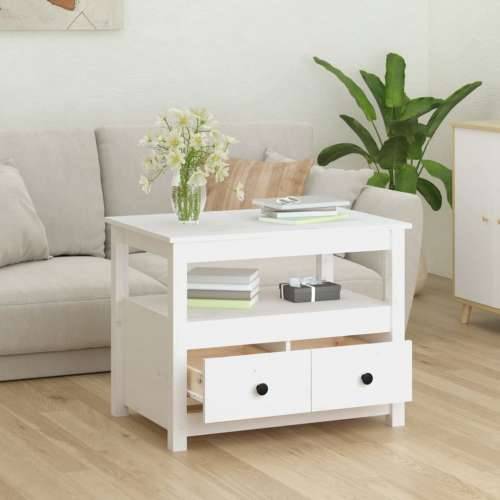 Stolić za kavu bijeli 71 x 49 x 55 cm od masivne borovine - Bijela 1 Cijena
