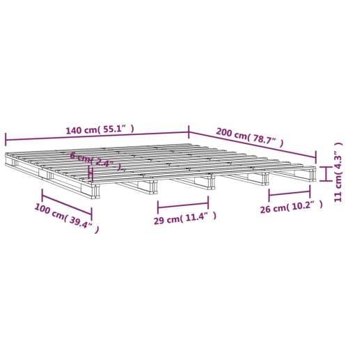 Krevet od paleta 140 x 200 cm od masivne borovine - Prirodna 140 x 200 cm Cijena