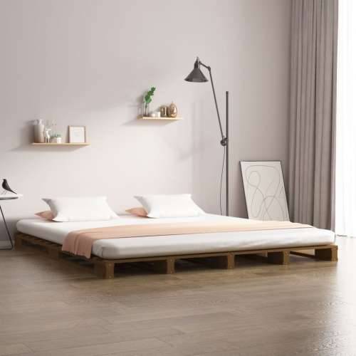 Krevet od paleta boja meda 150 x 200 cm od borovine bračni Cijena