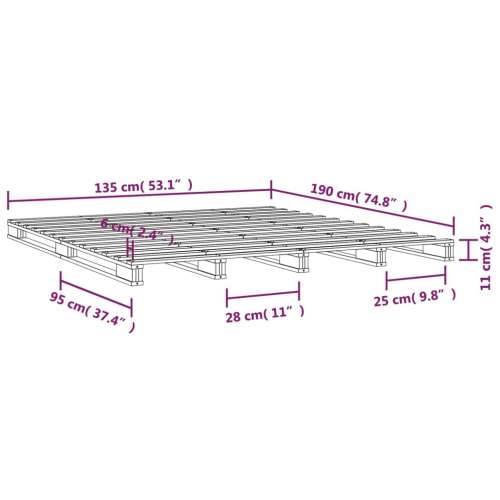 Krevet od paleta bijeli 135x190 cm masivna borovina bračni - Bijela 135 x 190 cm Cijena