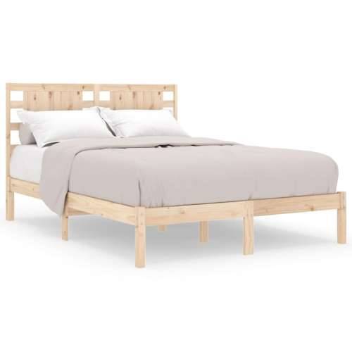 Okvir za krevet od masivnog drva 135 x 190 cm bračni - Prirodna 135 x 190 cm Cijena