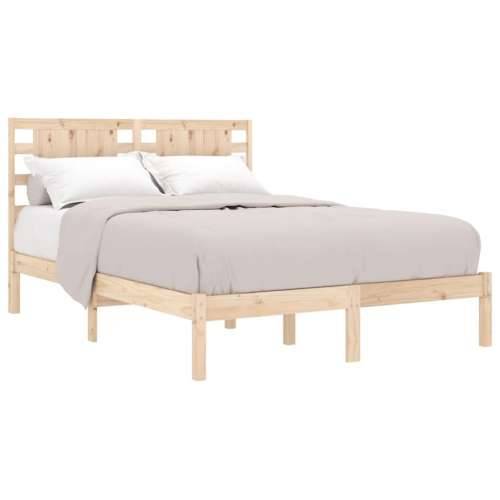 Okvir za krevet od masivnog drva 135 x 190 cm bračni - Prirodna 135 x 190 cm Cijena