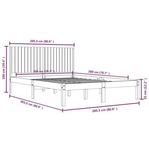 Okvir za krevet od masivne borovine crni 200 x 200 cm - Crna 200 x 200 cm Cijena