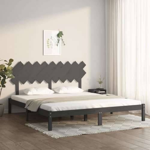 Okvir za krevet sivi 180x200 cm bračni od masivnog drva