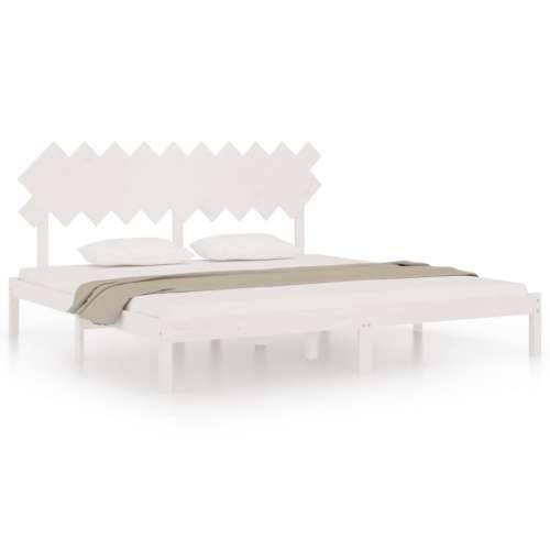 okvir za krevet bijeli 200 x 200 cm od masivnog drva Cijena