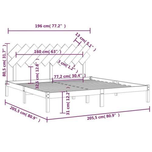 Okvir za krevet smeđi boja meda 200x200 cm od masivne borovine Cijena