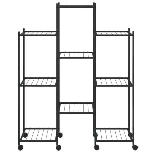 Stalak za cvijeće s kotačima 83 x 25 x 103,5 cm crni željezni - 1 S kotačem Cijena