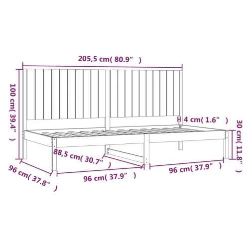 Dnevni krevet bez madraca 90 x 200 cm od masivne borovine Cijena