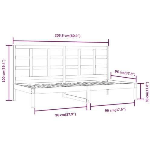 Dnevni krevet bez madraca bijeli 90 x 200 cm masivna borovina - Bijela 90 x 200 cm Cijena