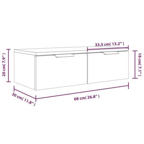 Zidni ormarić bijeli 68 x 30 x 20 cm od konstruiranog drva Cijena