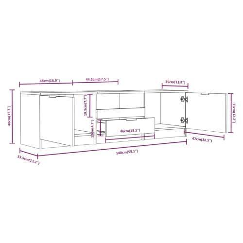 TV ormarić crni 140 x 35 x 40 cm od konstruiranog drva Cijena