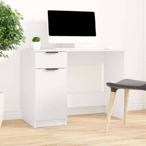 Radni stol bijeli 100 x 50 x 75 cm od konstruiranog drva - Bijela Cijena