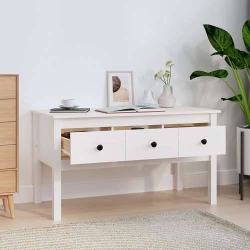 Stolić za kavu bijeli 102 x 49 x 55 cm od masivne borovine - Bijela 1 Cijena
