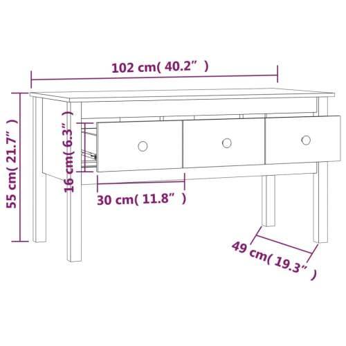 Stolić za kavu sivi 102x49x55 cm od masivne borovine - Siva 1 Cijena
