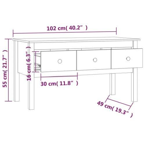 Stolić za kavu crni 102x49x55 cm od masivne borovine - Crna 1 Cijena