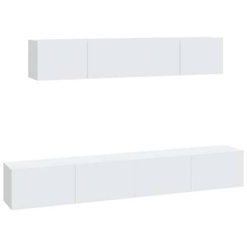 4-dijelni set TV ormarića bijeli od konstruiranog drva - Bijela 4 80 cm Cijena