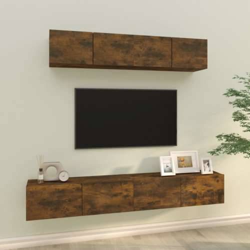 4-dijelni set TV ormarića boja dimljenog hrasta drveni - Dimljeni hrast 4 80 cm Cijena