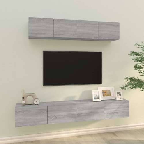 4-dijelni set TV ormarića sivog sonome konstruirano drvo - Sivi hrast sonoma 4 80 cm Cijena