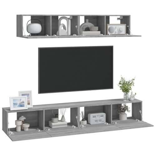 4-dijelni set TV ormarića sivog sonome konstruirano drvo - Sivi hrast sonoma 4 80 cm Cijena