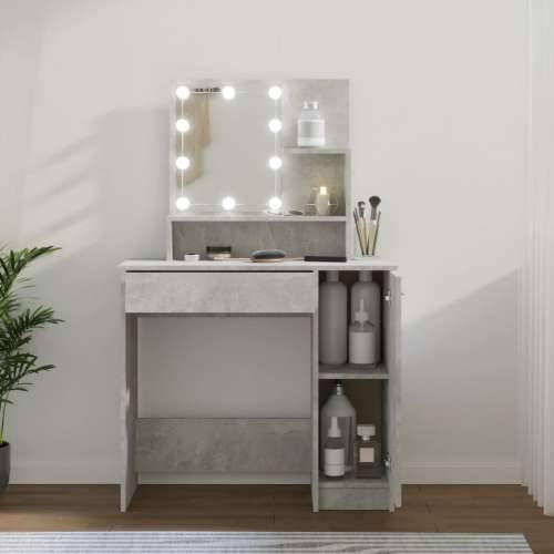Toaletni stolić s LED Siva betona 86,5x35x136 cm Cijena