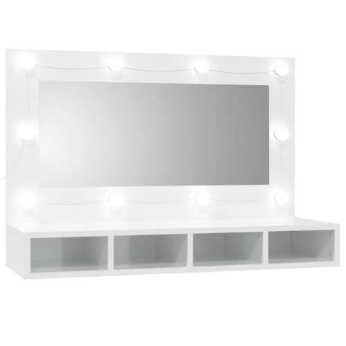 Ormarić s ogledalom LED svjetlima sjajni bijeli 90x31,5x62 cm Cijena