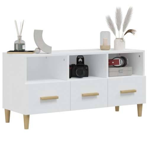 TV ormarić bijeli 102 x 36 x 50 cm od konstruiranog drva - Bijela 1 Cijena