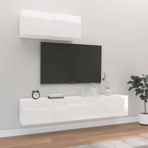 3-dijelni set TV ormarića sjajni bijeli konstruirano drvo Cijena