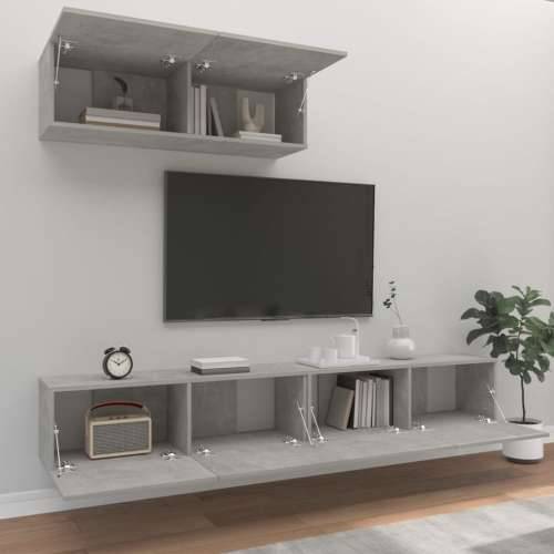 3-dijelni set TV ormarića siva betona konstruirano drvo - Beton siva 3 100 cm Cijena