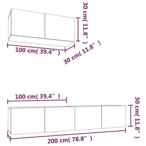 3-dijelni set TV ormarića siva betona konstruirano drvo - Beton siva 3 100 cm Cijena